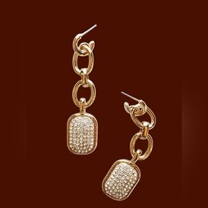 Elegant Chain Link Earrings with Rhinestones